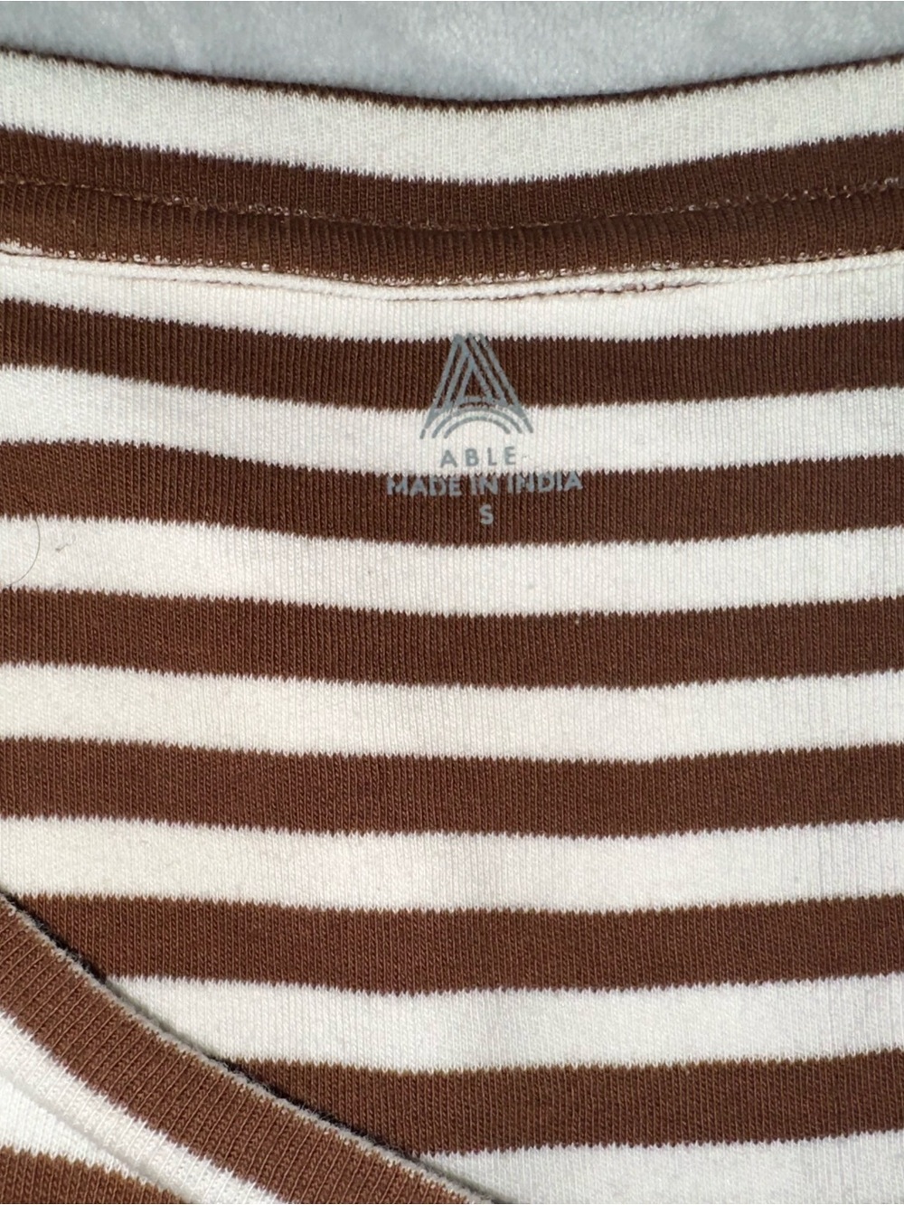 Able Brown and White Striped Short Sleeve Tee - Picture 3 of 3